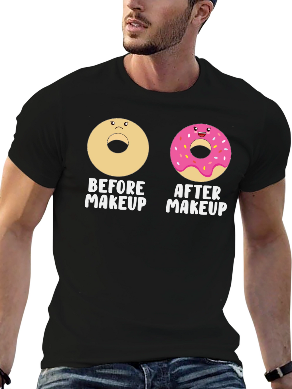 Funny Donut Before & After Makeup T-Shirt