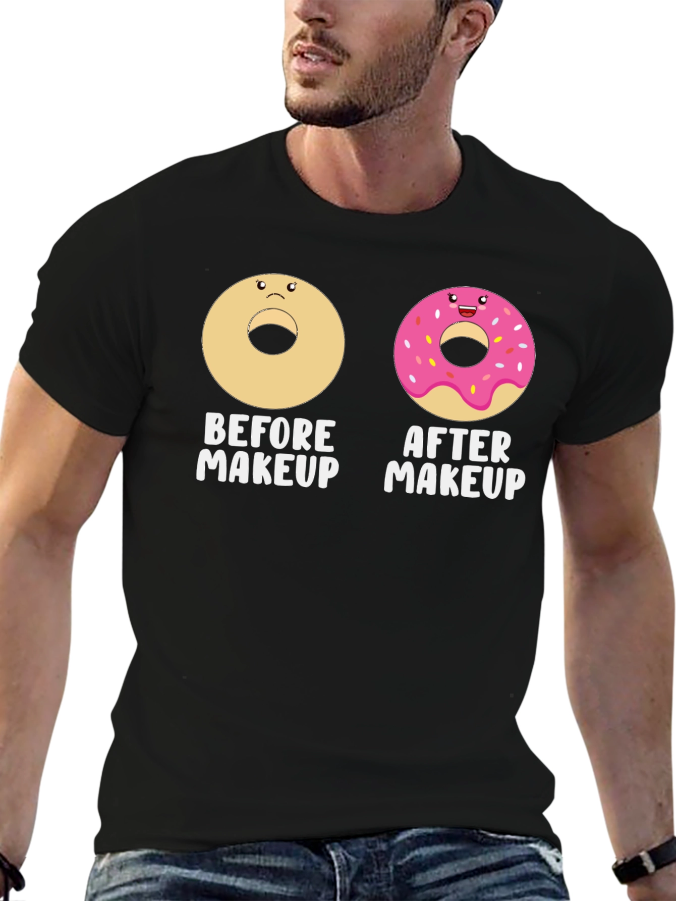 Funny Donut Before & After Makeup T-Shirt