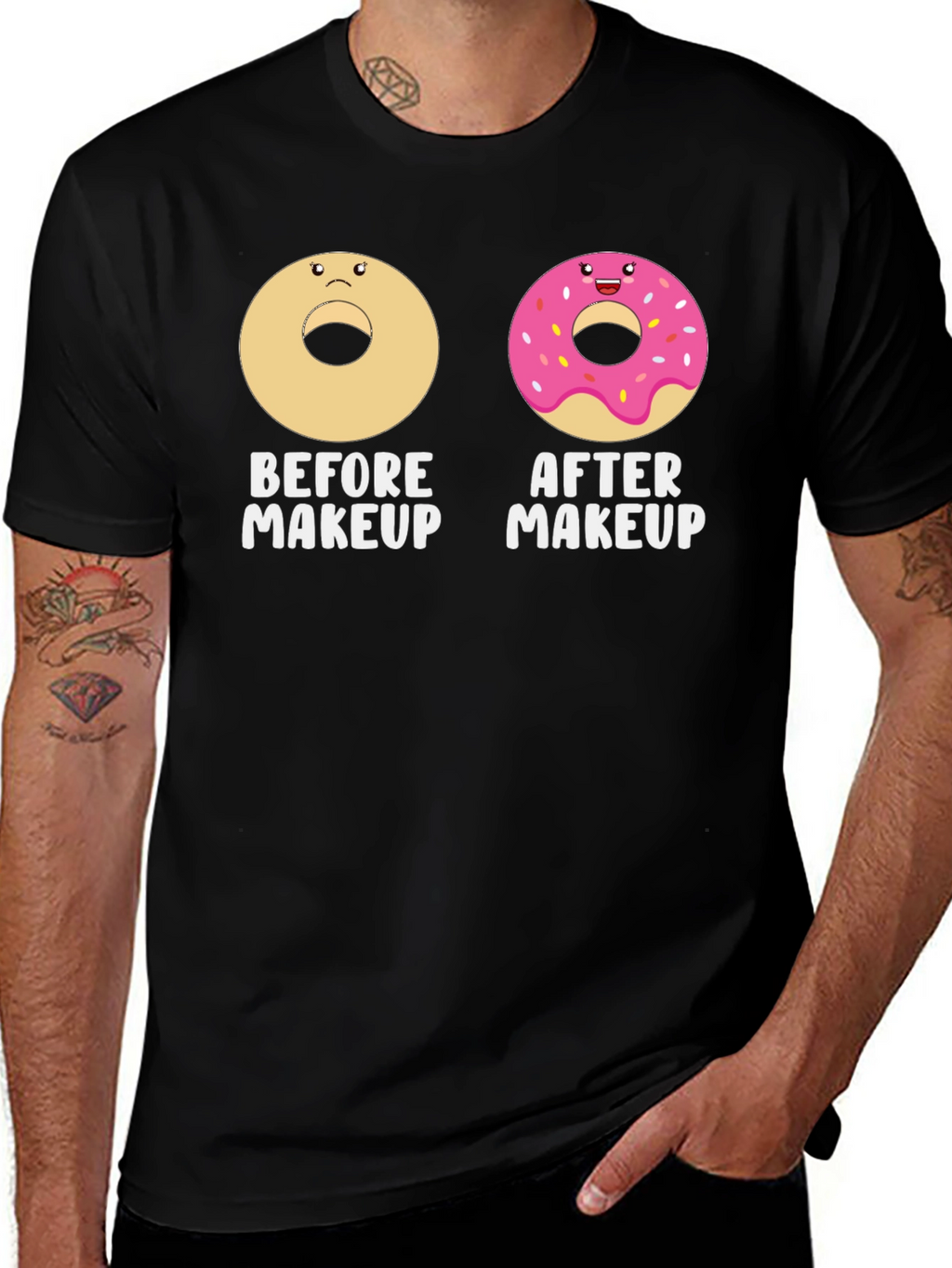 Funny Donut Before & After Makeup T-Shirt