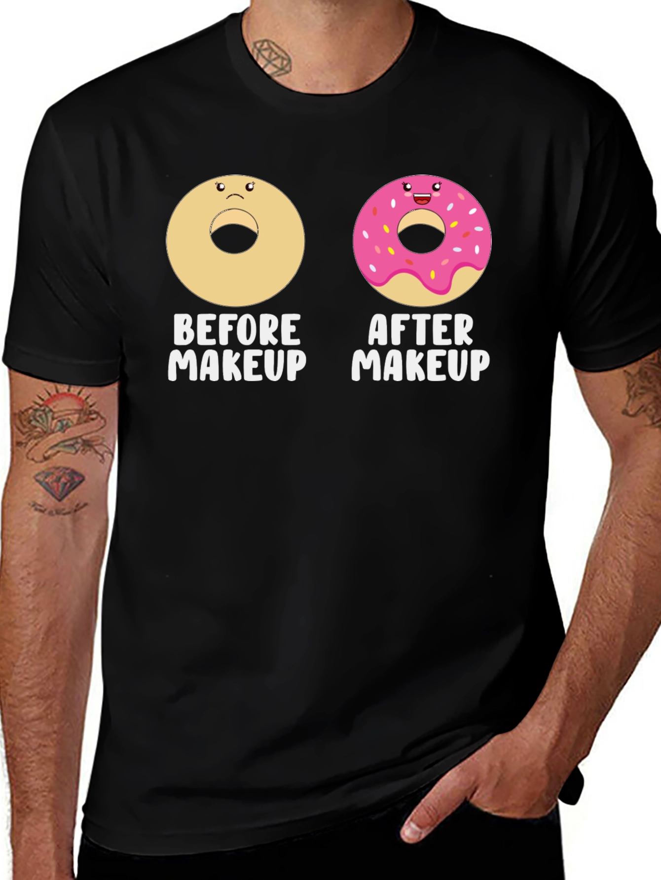 Funny Donut Before & After Makeup T-Shirt