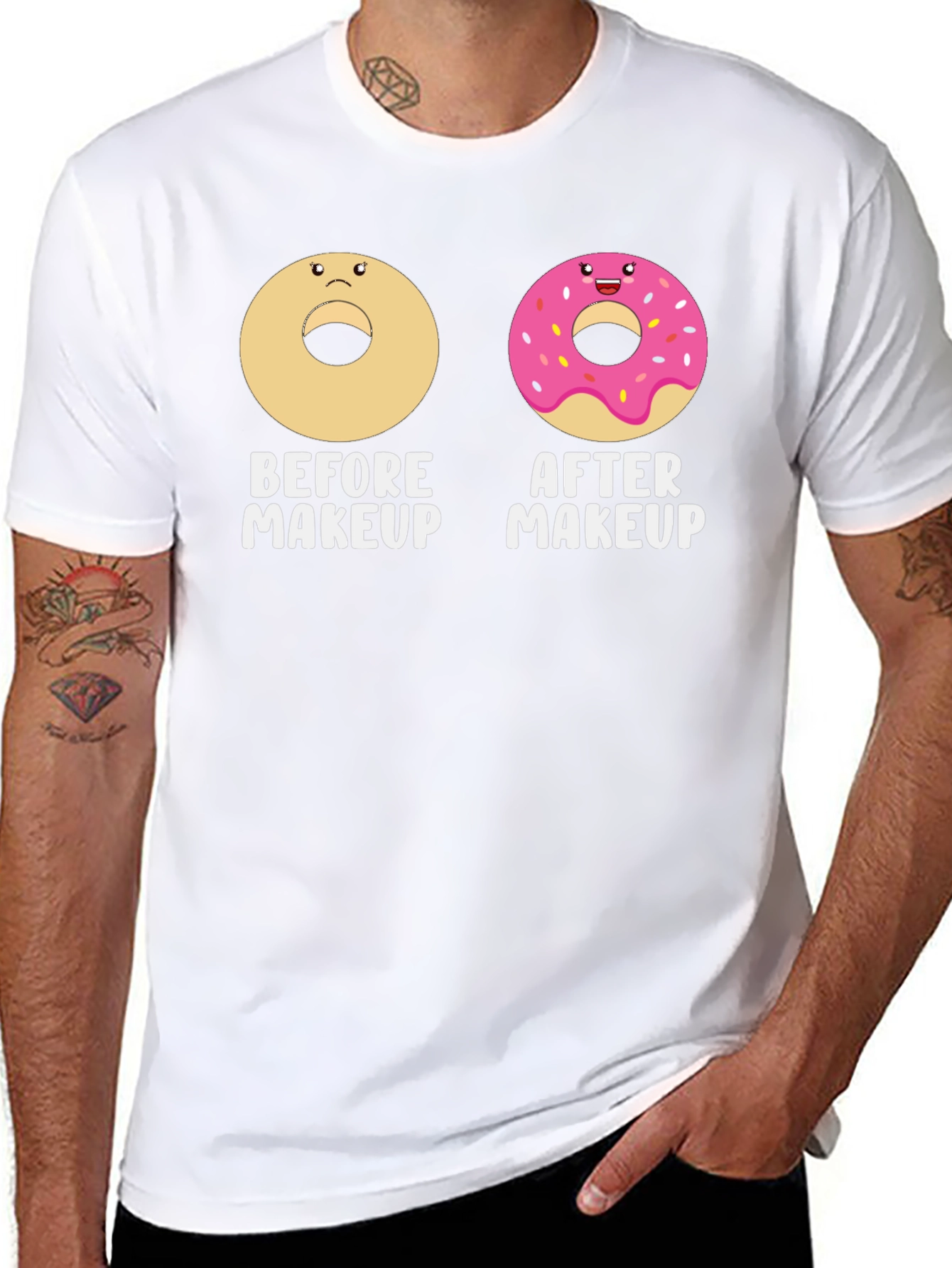 Funny Donut Before & After Makeup T-Shirt