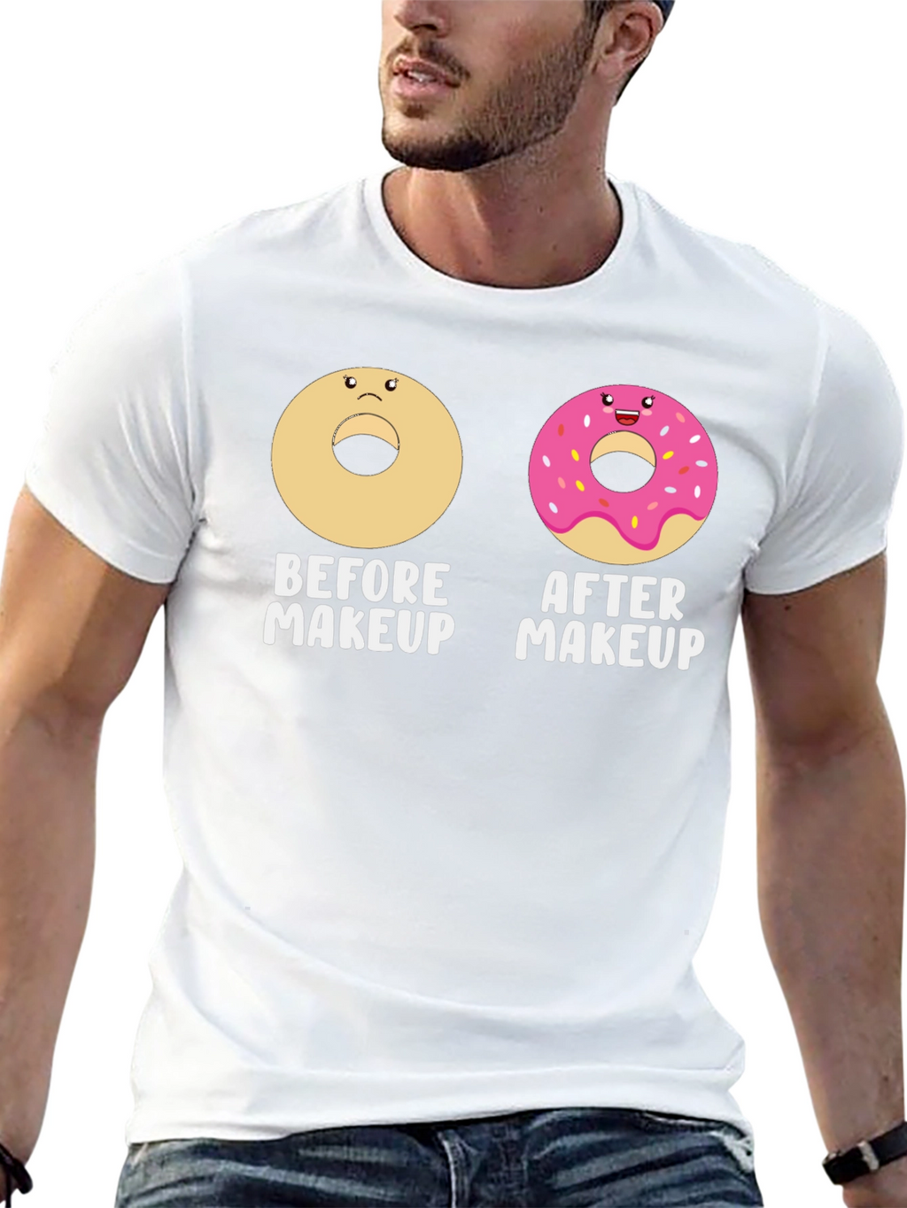 Funny Donut Before & After Makeup T-Shirt