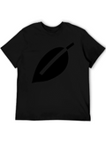 Minimalist Leaf Graphic Black T-Shirt