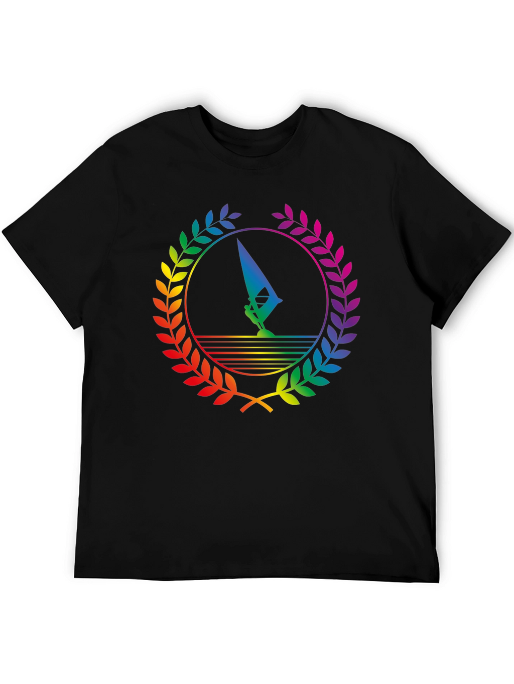 Rainbow Windsurfer Black T-Shirt