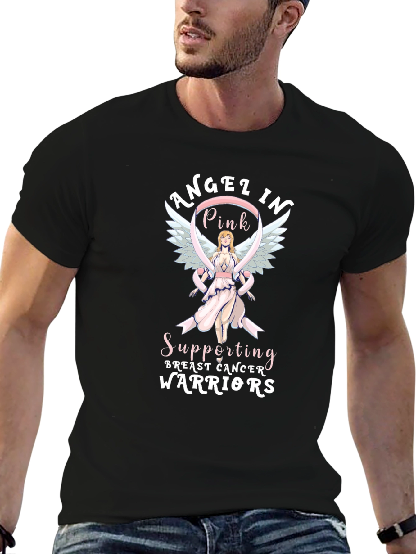 Angel in Pink Breast Cancer Warrior Support T-Shirt