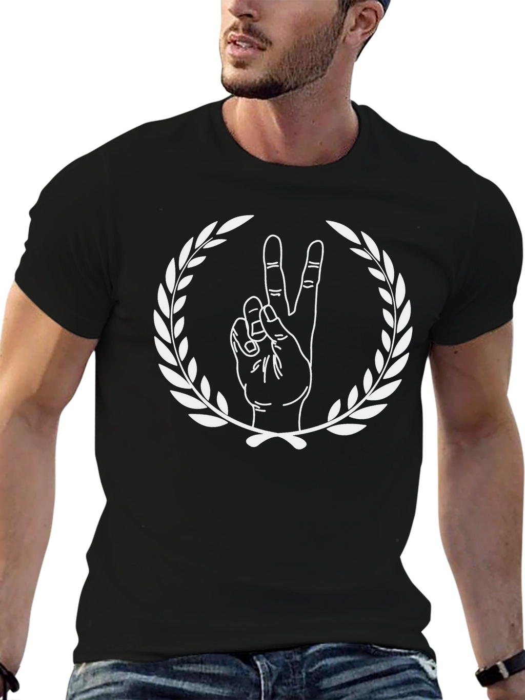 Peace Sign Wreath Black Graphic Tee