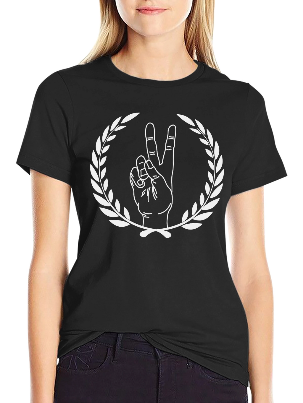 Peace Sign Wreath Black Graphic Tee
