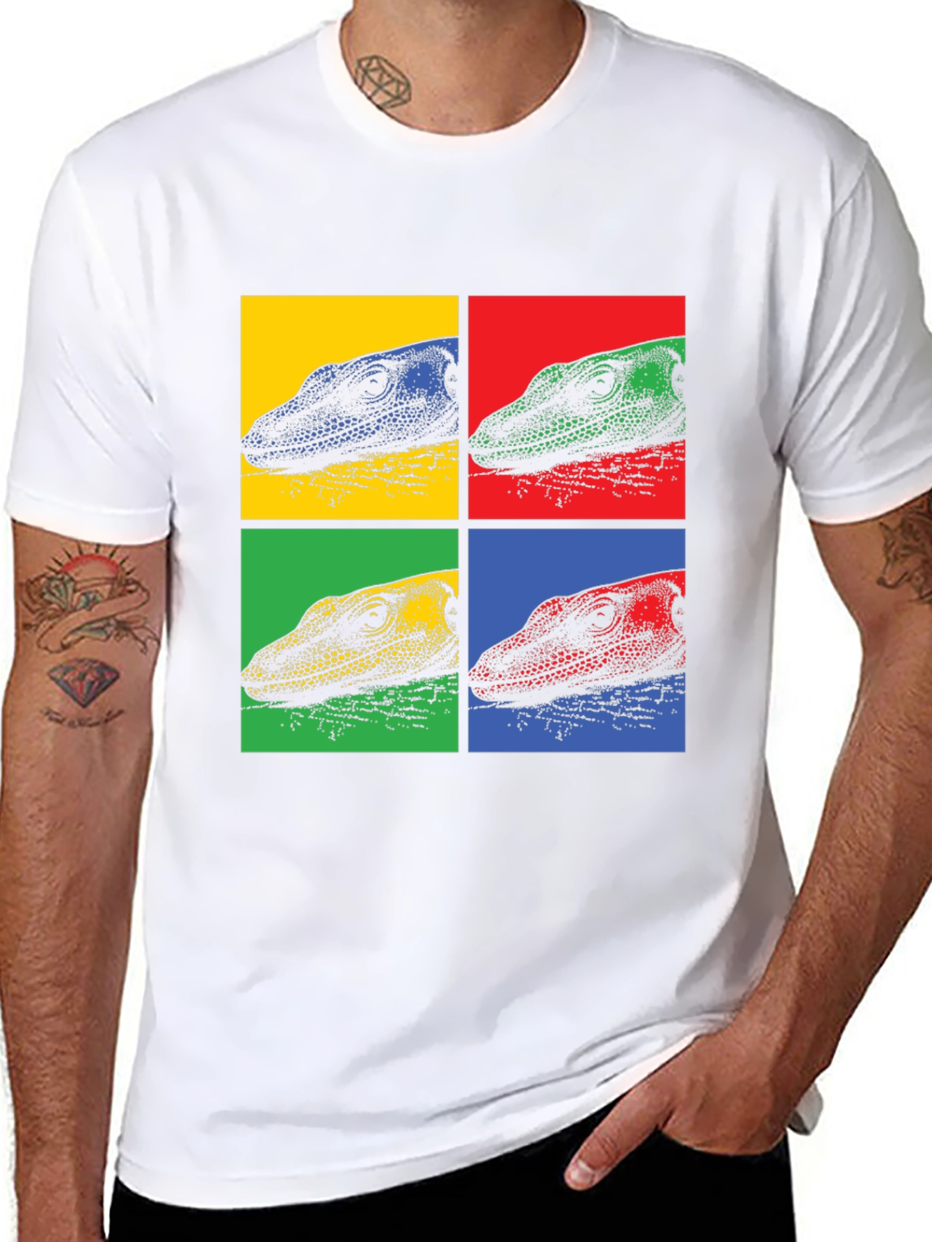 Pop Art Lizard Graphic Tee - Cool Mens T-Shirt