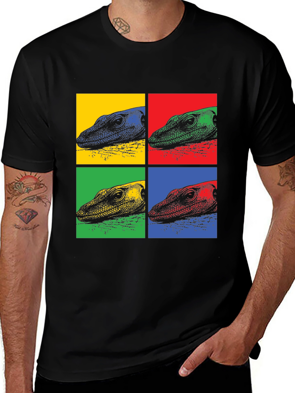 Pop Art Lizard Graphic Tee - Cool Mens T-Shirt
