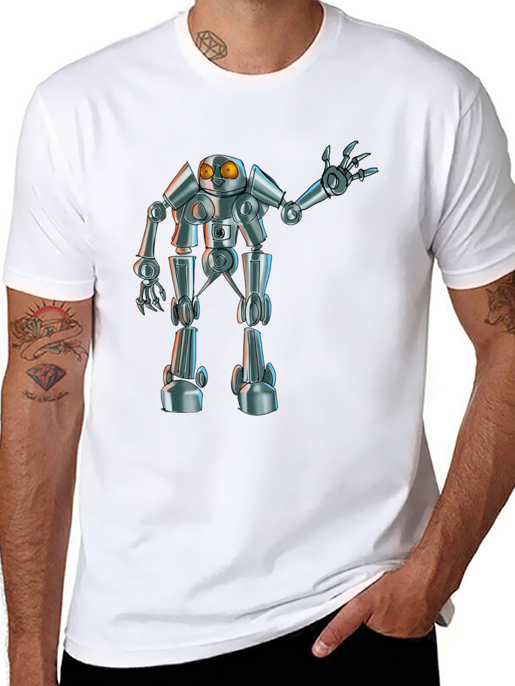 Robot Graphic Tee - Black Novelty T-Shirt