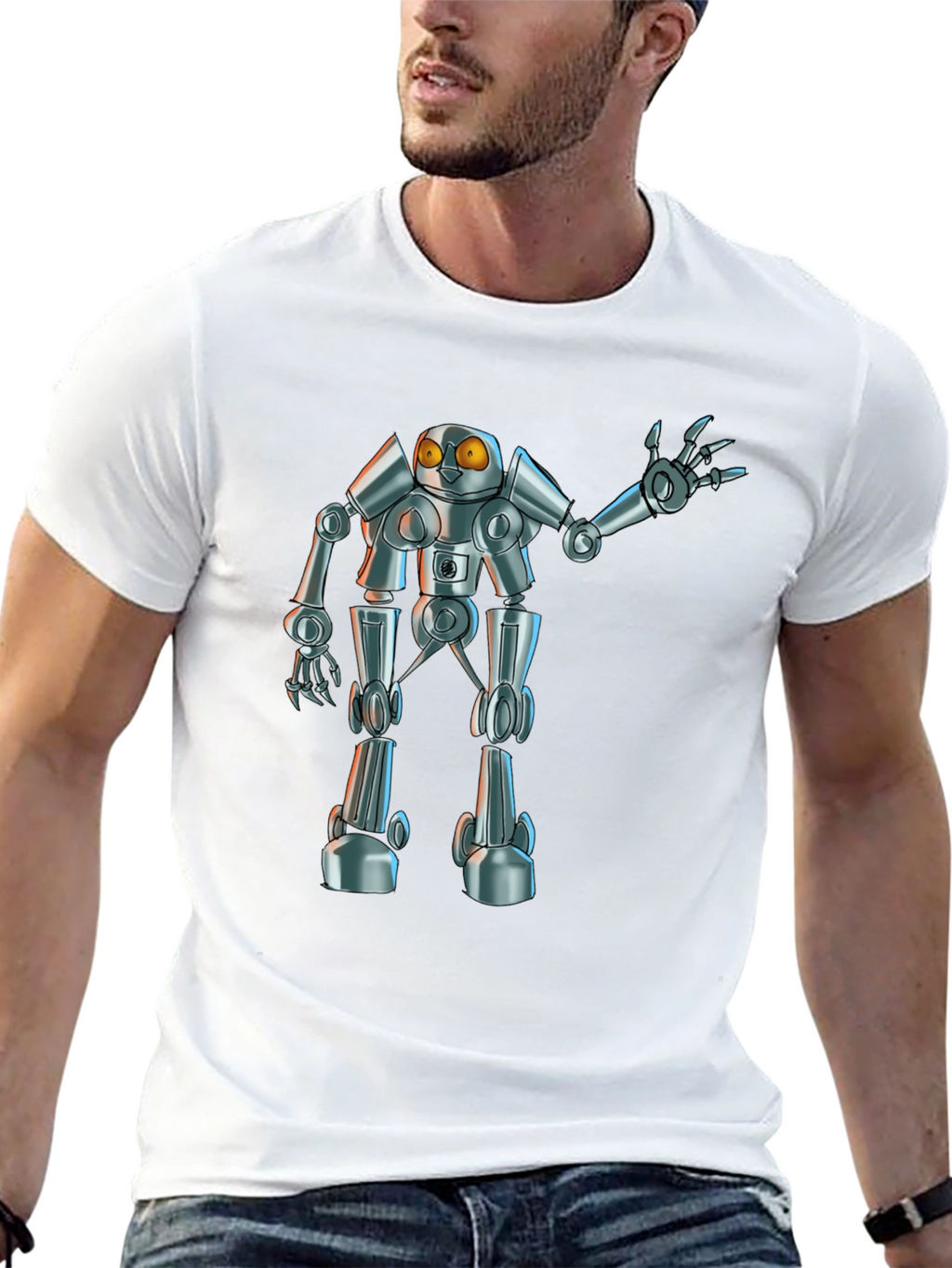 Robot Graphic Tee - Black Novelty T-Shirt