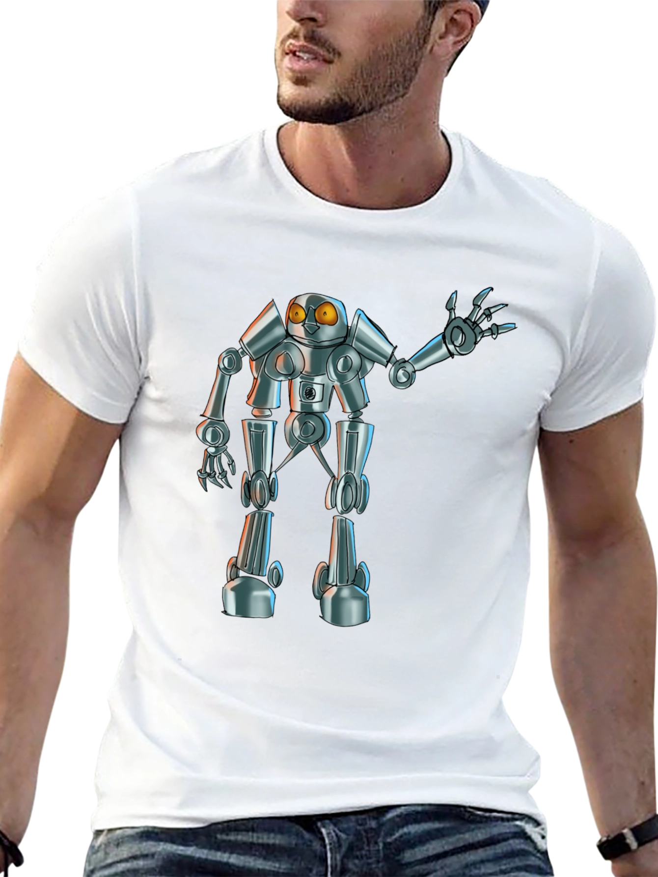 Robot Graphic Tee - Black Novelty T-Shirt