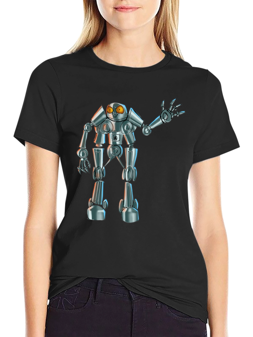 Robot Graphic Tee - Black Novelty T-Shirt