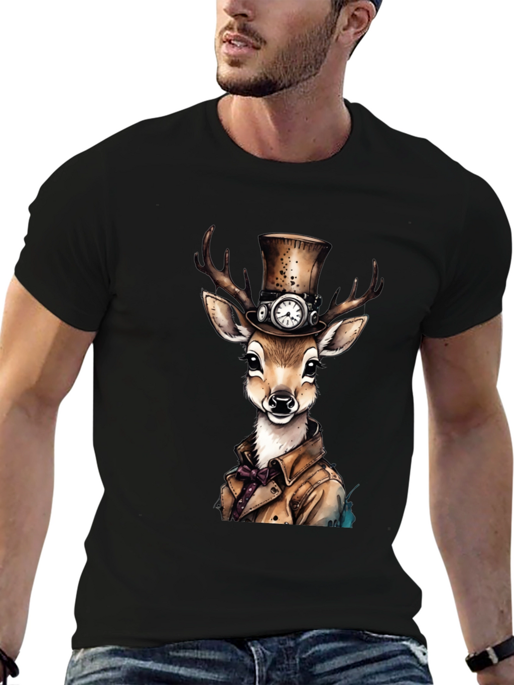 Steampunk Deer Graphic T-Shirt