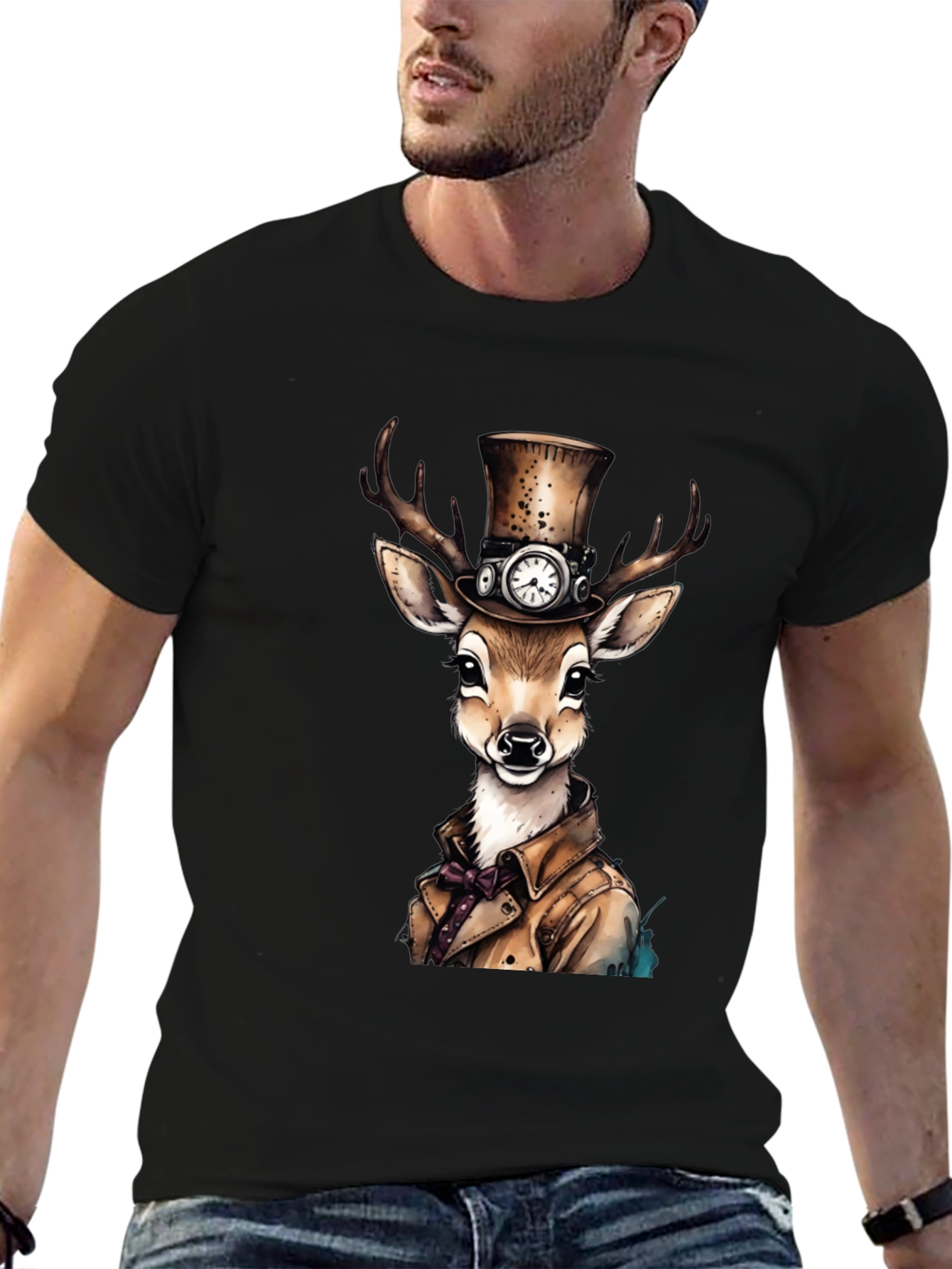 Steampunk Deer Graphic T-Shirt