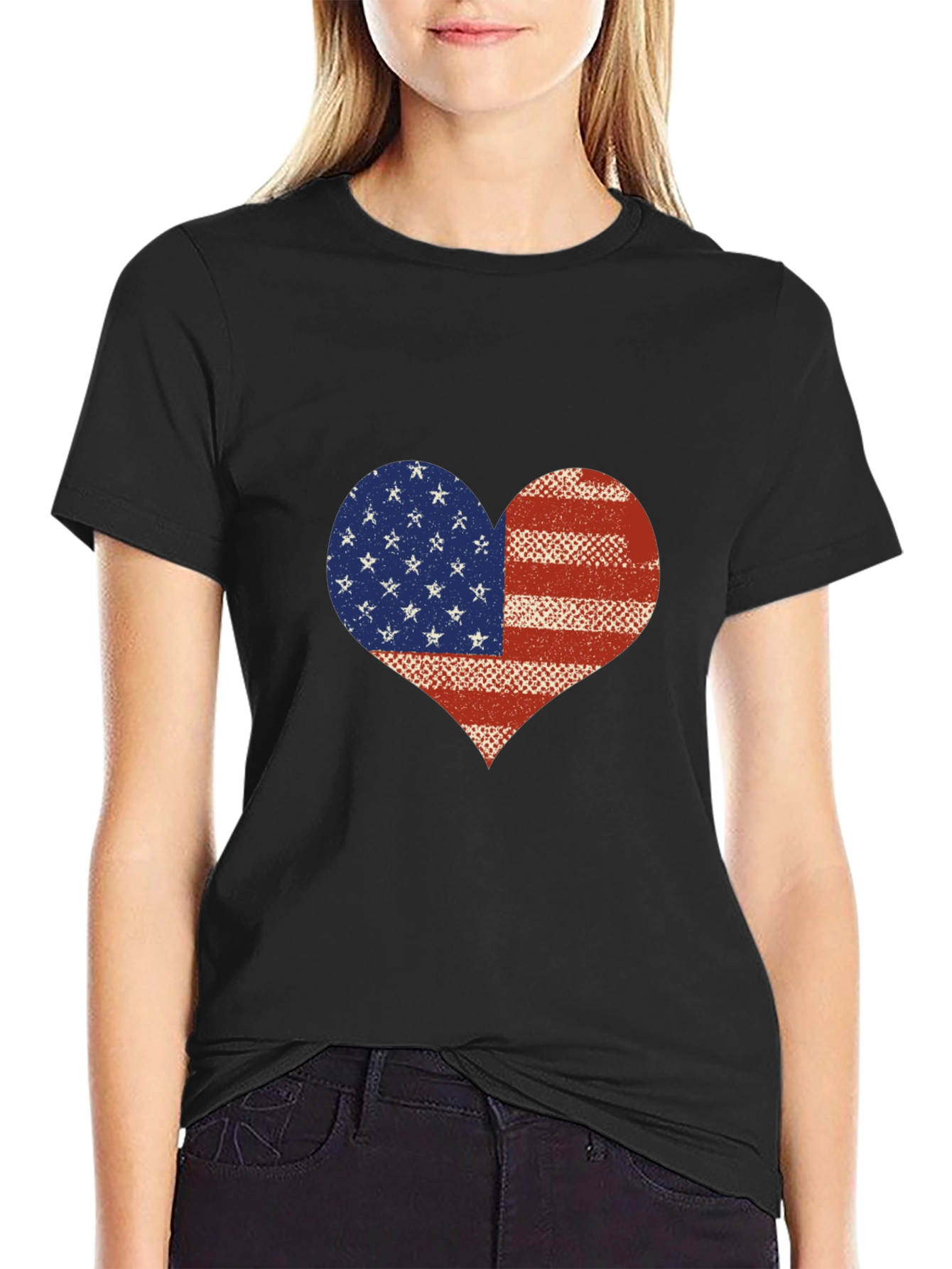American Flag Heart T-Shirt - Patriotic USA Love Tee