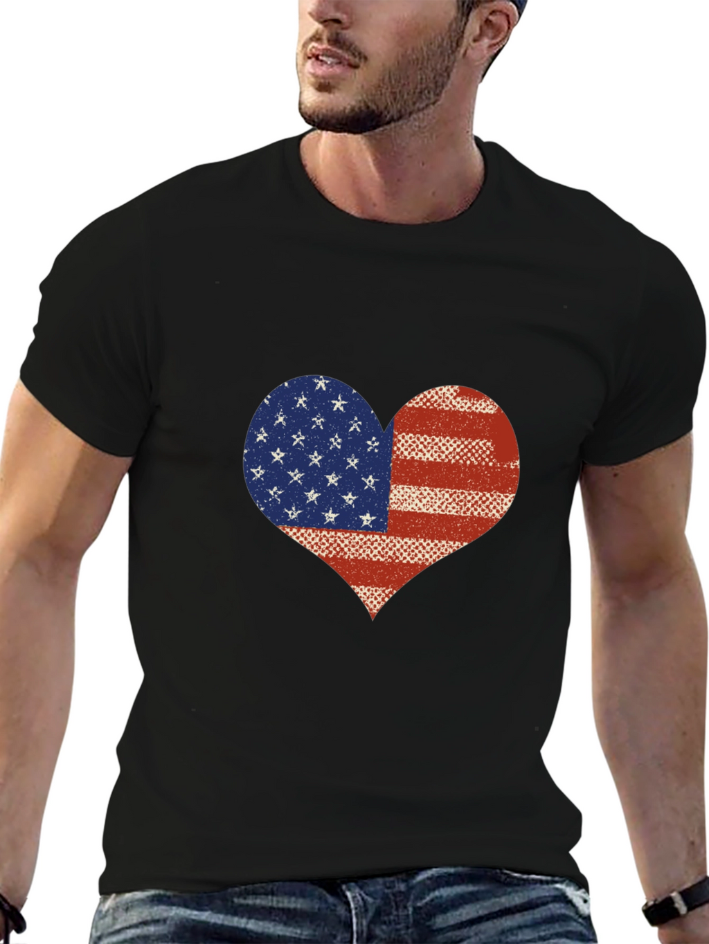 American Flag Heart T-Shirt - Patriotic USA Love Tee