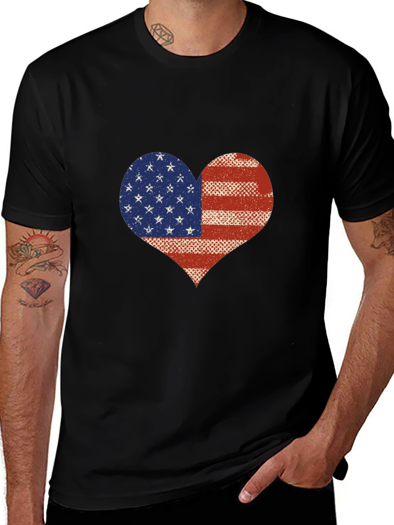 American Flag Heart T-Shirt - Patriotic USA Love Tee