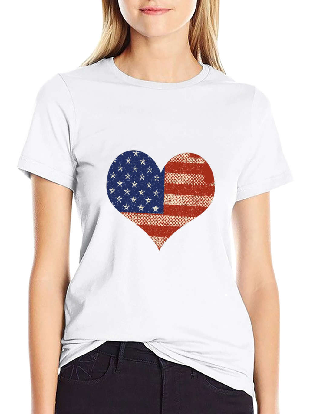 American Flag Heart T-Shirt - Patriotic USA Love Tee