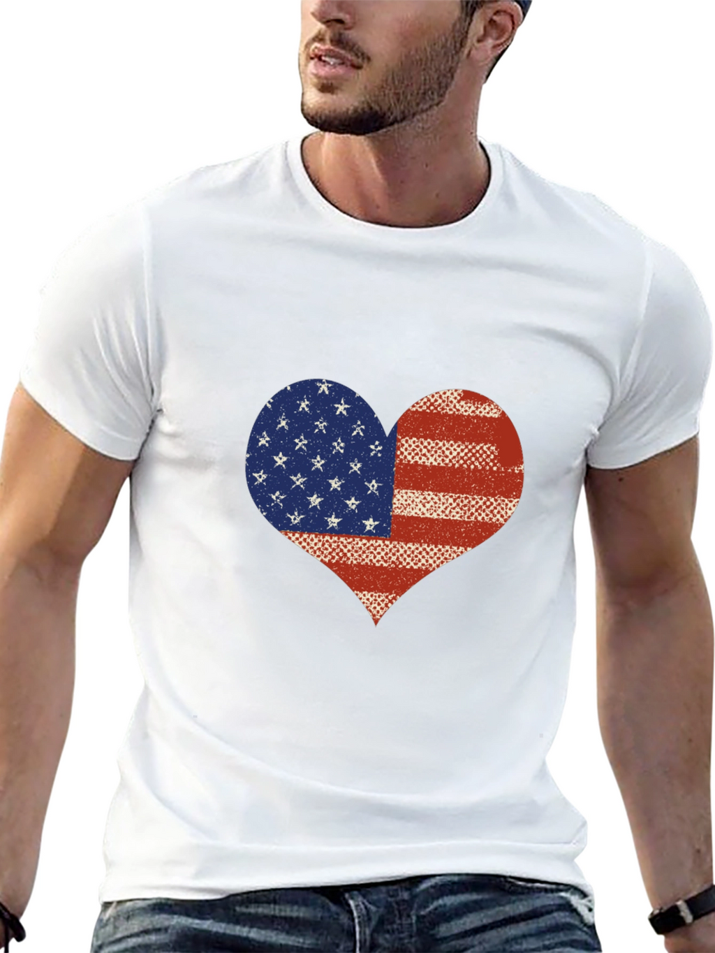 American Flag Heart T-Shirt - Patriotic USA Love Tee