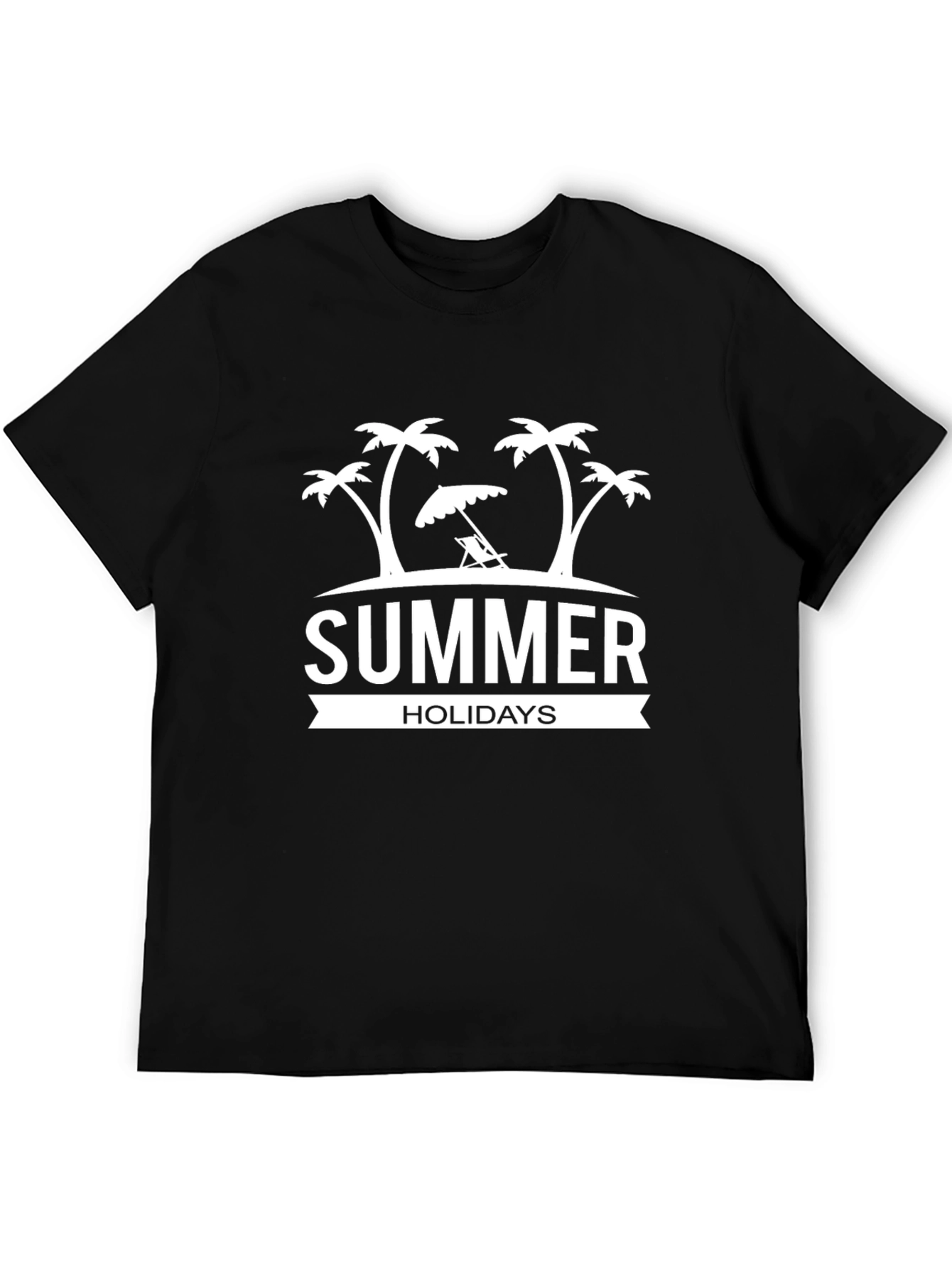 Summer Holidays Black T-Shirt Beach Vacation Tee