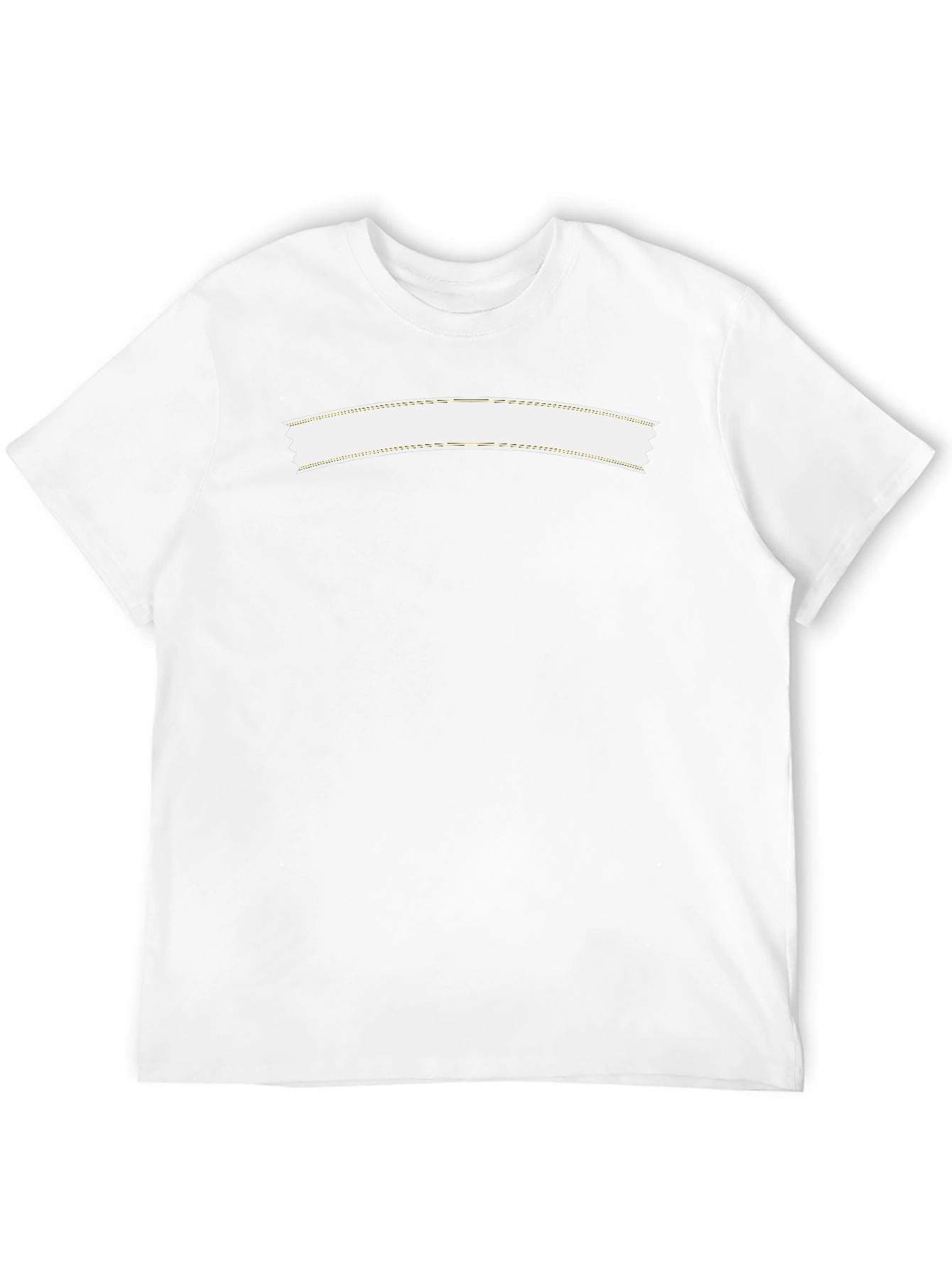 Mens Black Crew Neck T-Shirt with White Banner Design