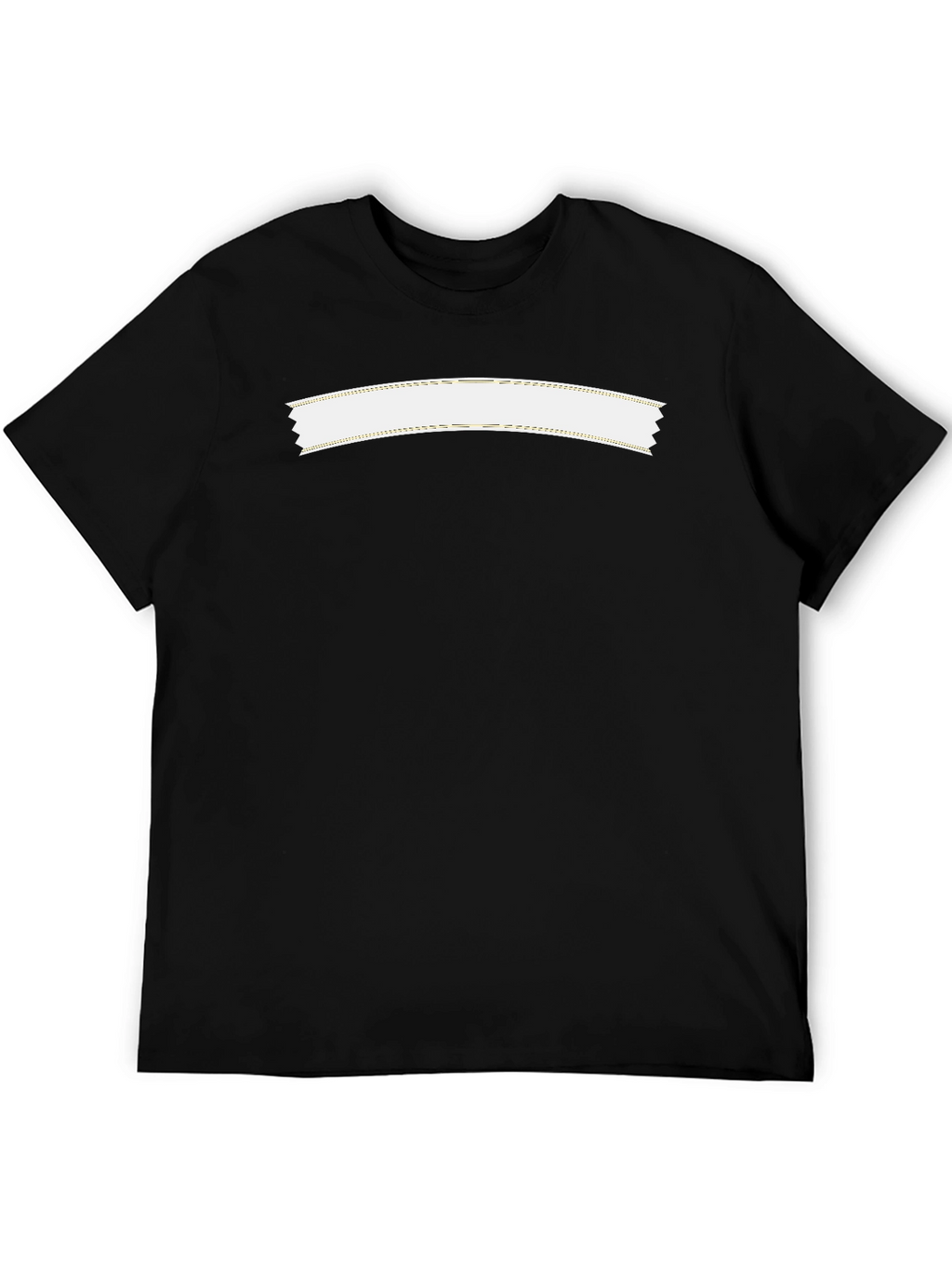 Mens Black Crew Neck T-Shirt with White Banner Design