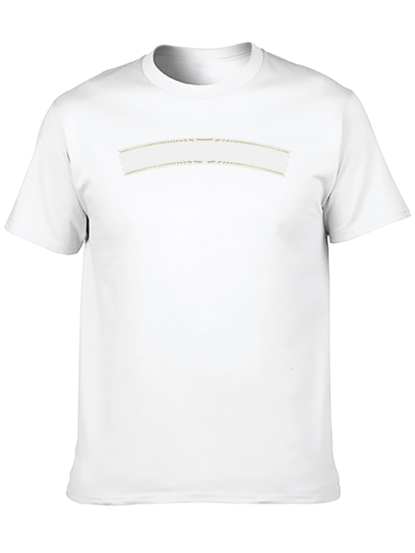 Mens Black Crew Neck T-Shirt with White Banner Design