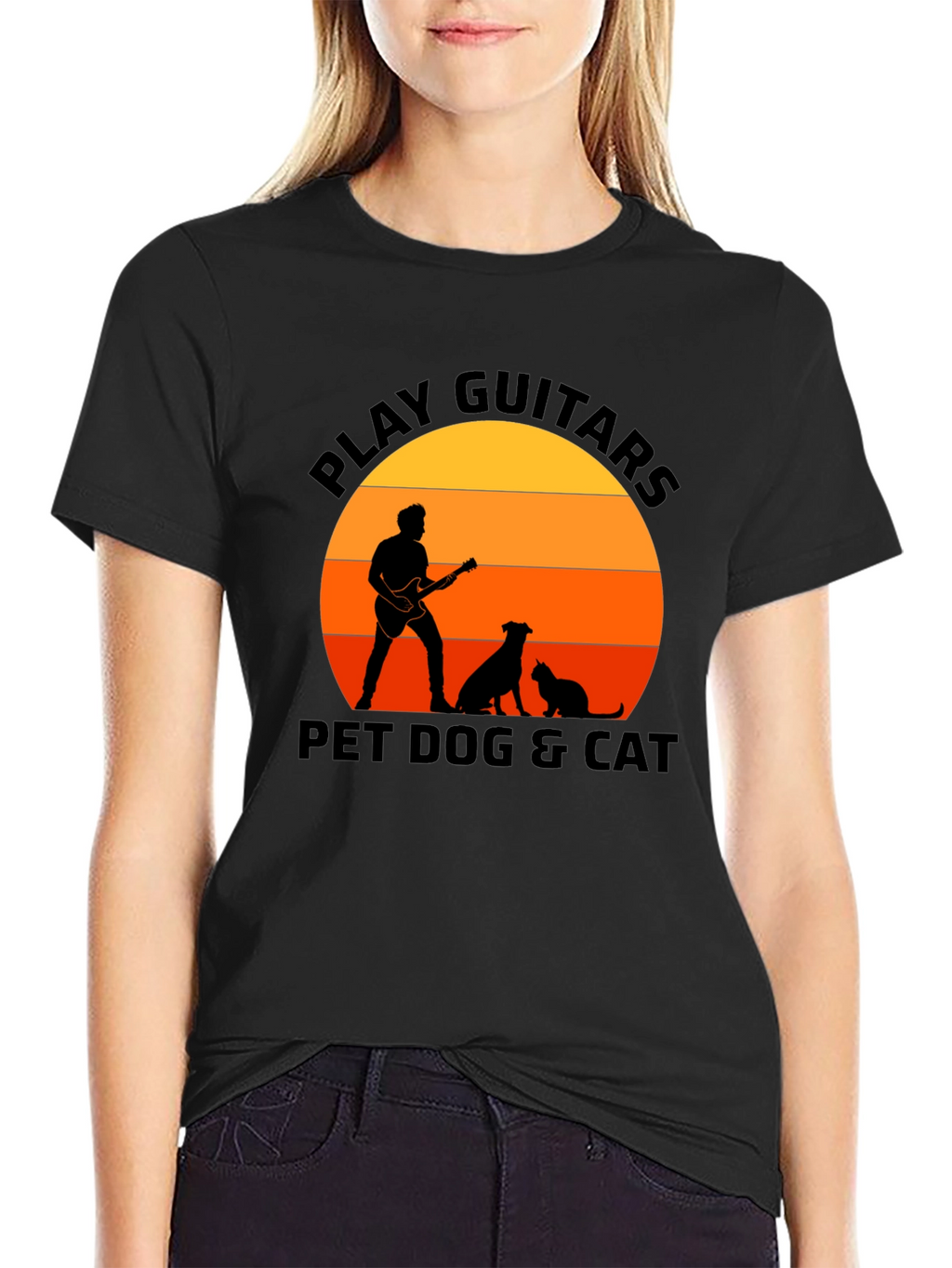 Play Guitar Pet Dog & Cat T-Shirt – Music Lover Animal Graphic Tee
