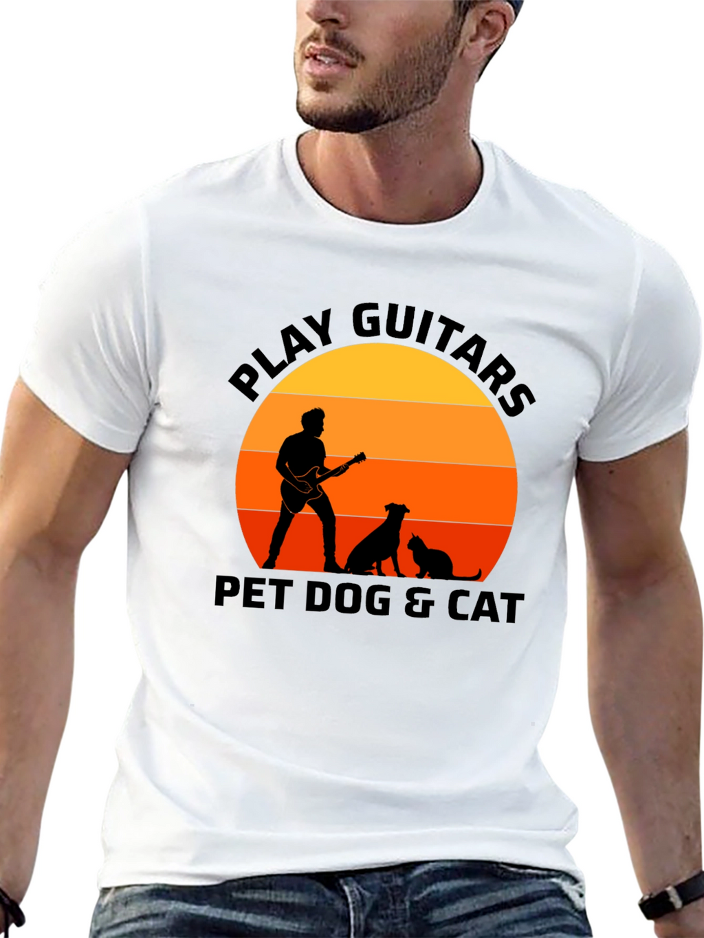 Play Guitar Pet Dog & Cat T-Shirt – Music Lover Animal Graphic Tee