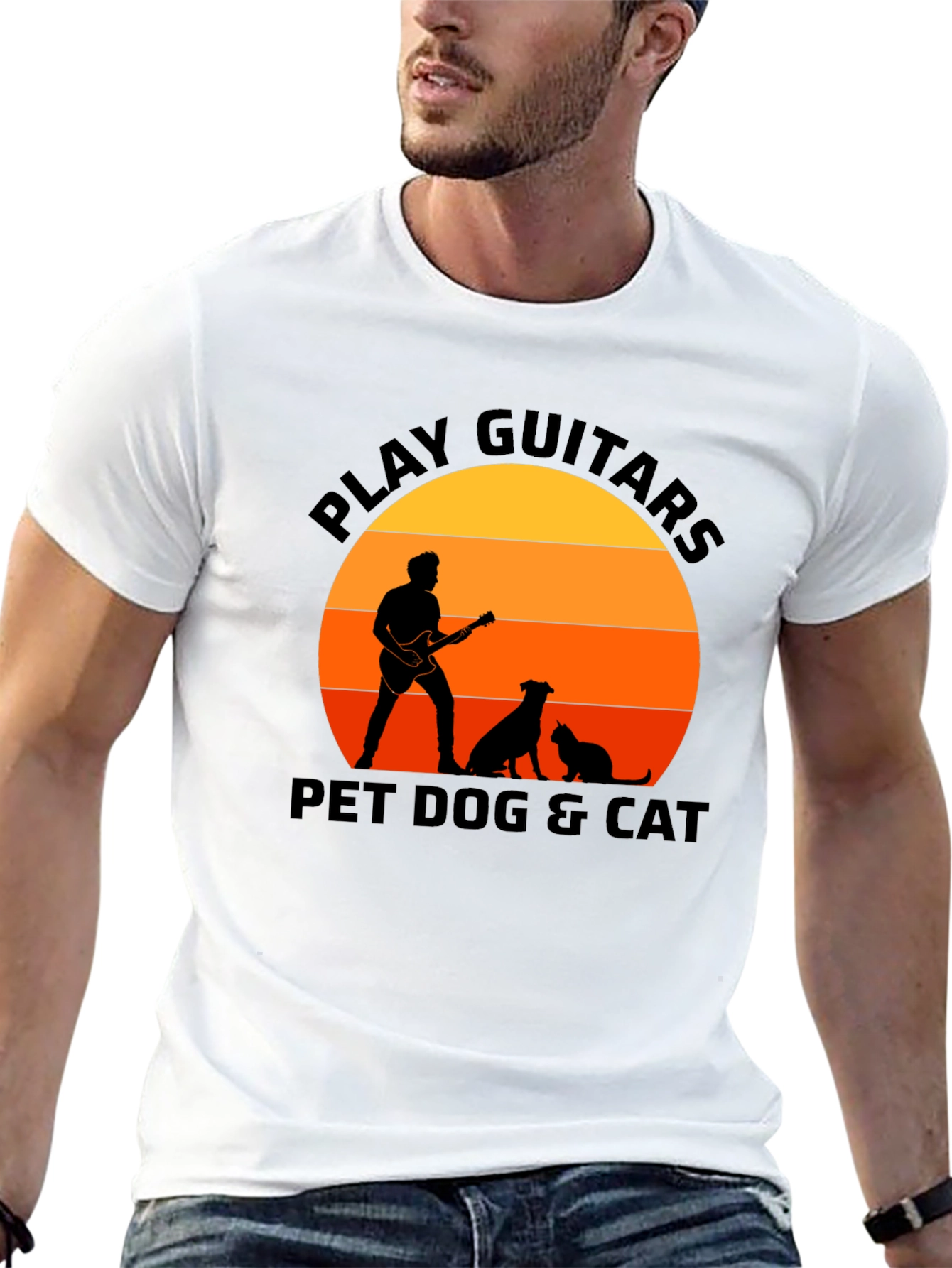 Play Guitar Pet Dog & Cat T-Shirt – Music Lover Animal Graphic Tee