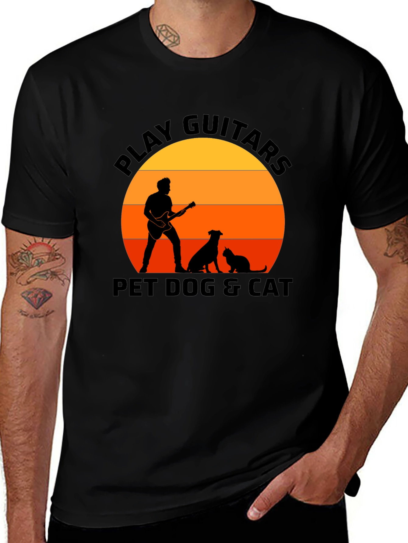 Play Guitar Pet Dog & Cat T-Shirt – Music Lover Animal Graphic Tee