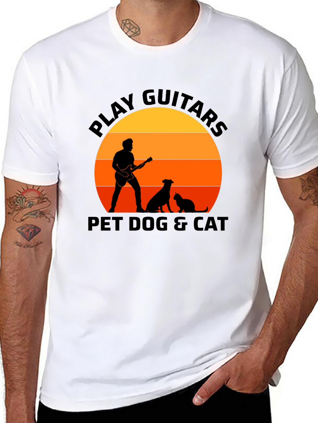 Play Guitar Pet Dog & Cat T-Shirt – Music Lover Animal Graphic Tee