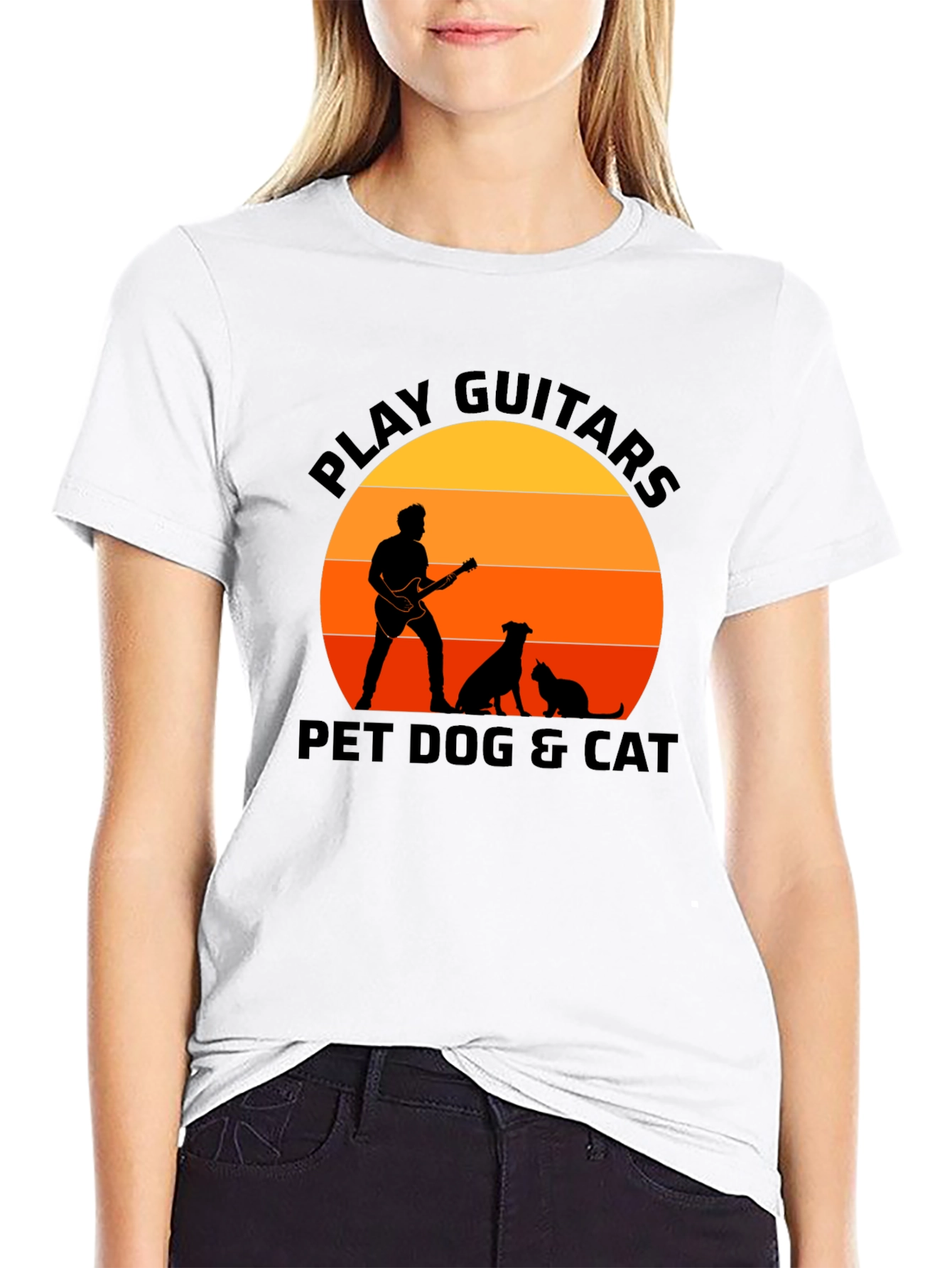 Play Guitar Pet Dog & Cat T-Shirt – Music Lover Animal Graphic Tee