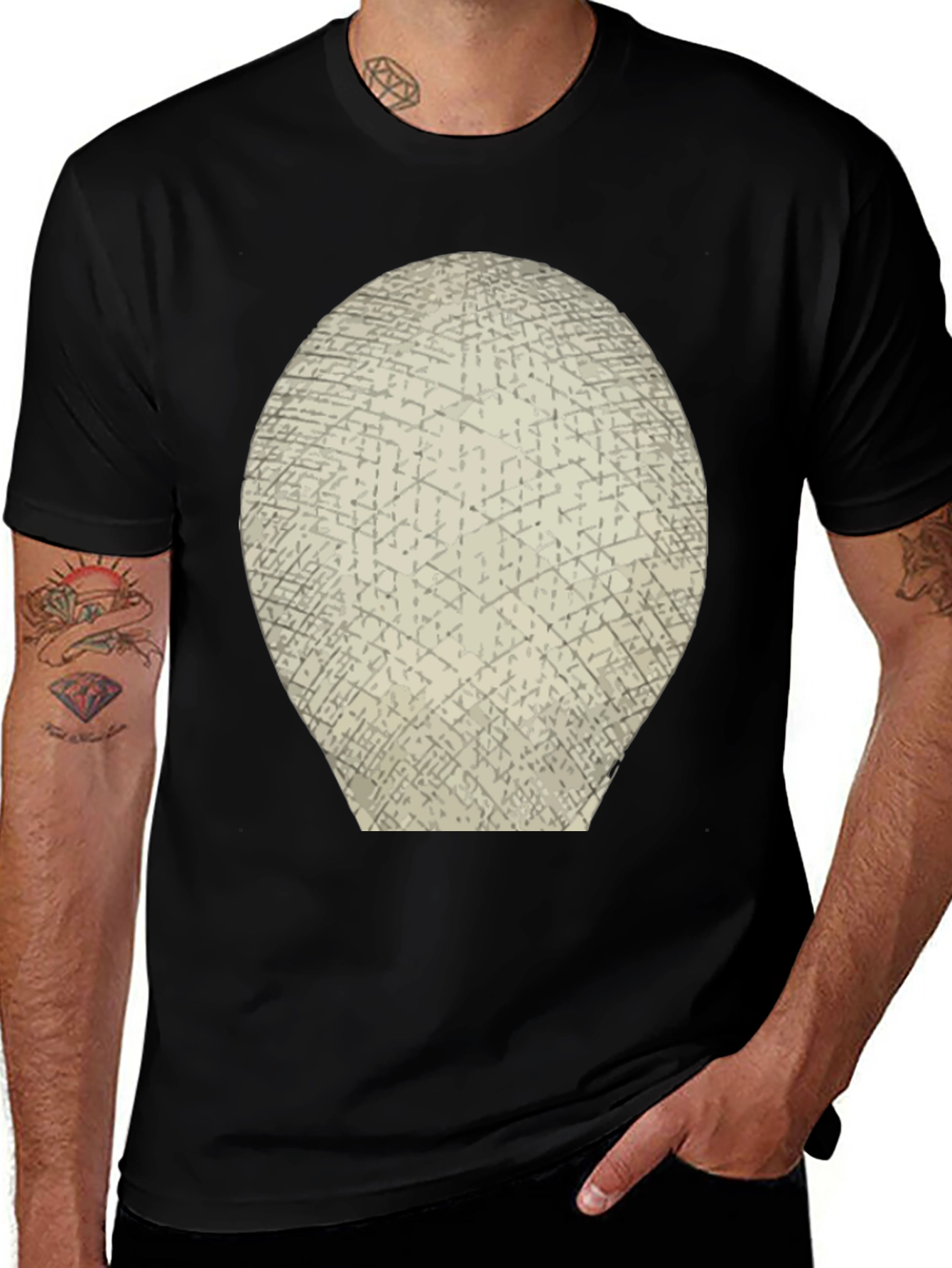 Abstract Grid Graphic Tee - Mens Black T-Shirt