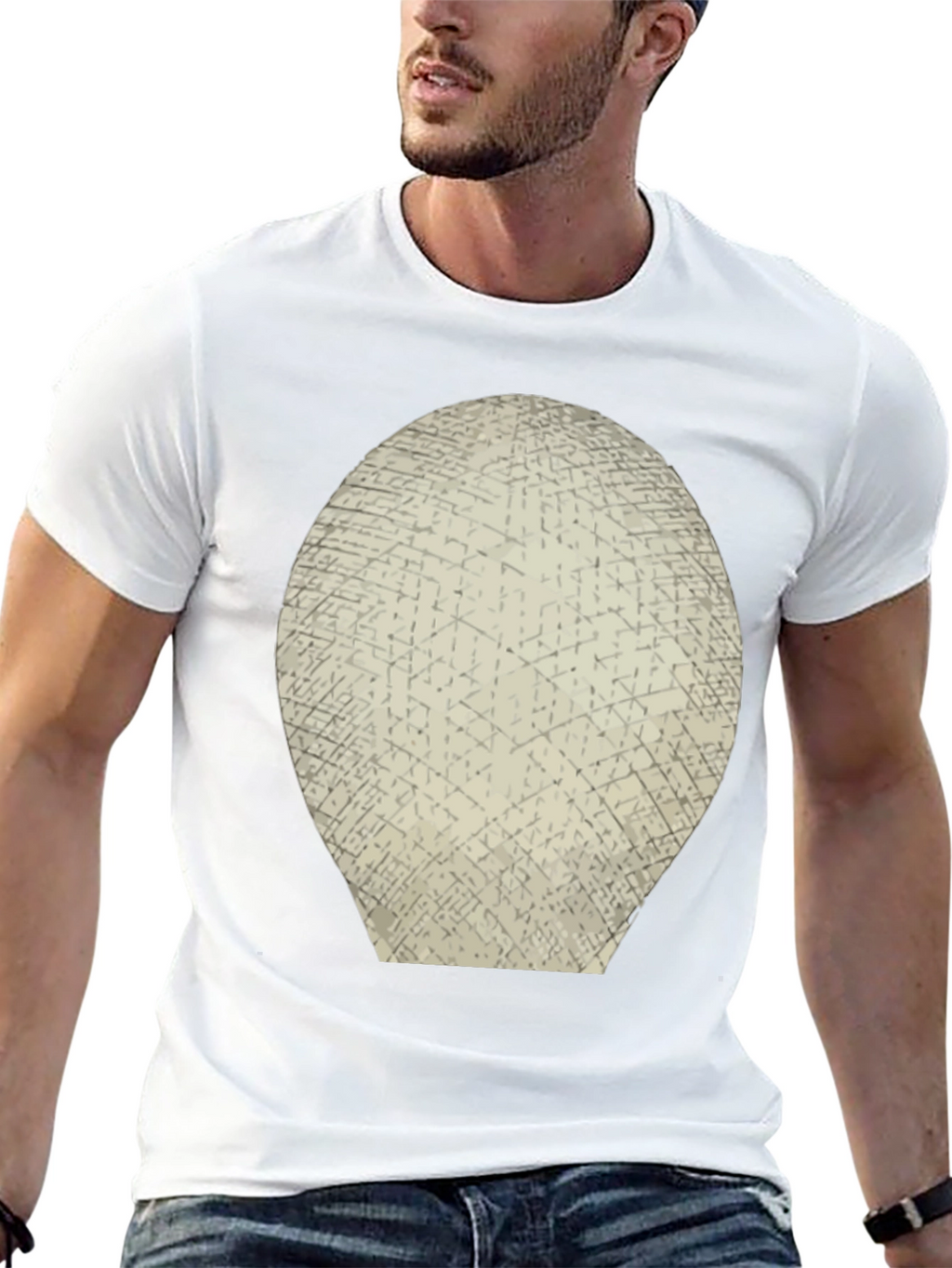 Abstract Grid Graphic Tee - Mens Black T-Shirt