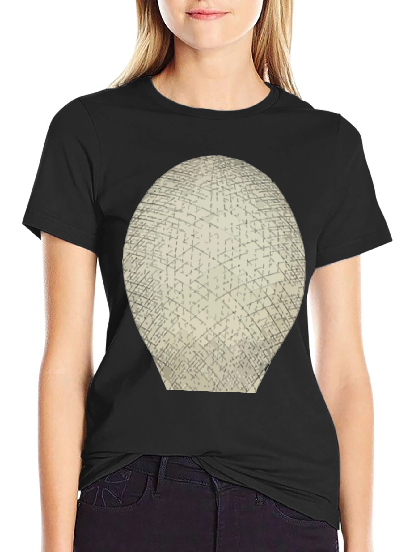 Abstract Grid Graphic Tee - Mens Black T-Shirt