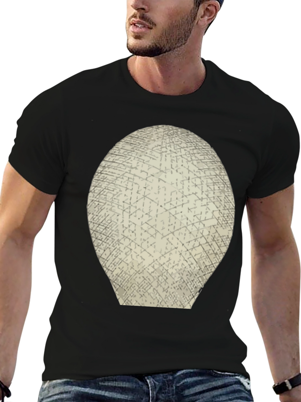 Abstract Grid Graphic Tee - Mens Black T-Shirt