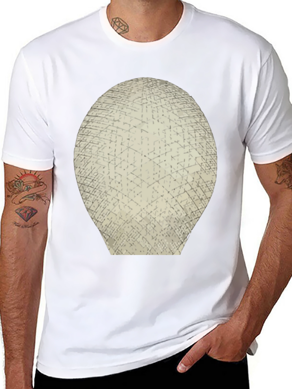 Abstract Grid Graphic Tee - Mens Black T-Shirt