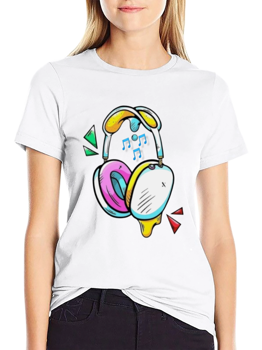 Funky Headphones Graphic Tee - Black Cotton T-Shirt