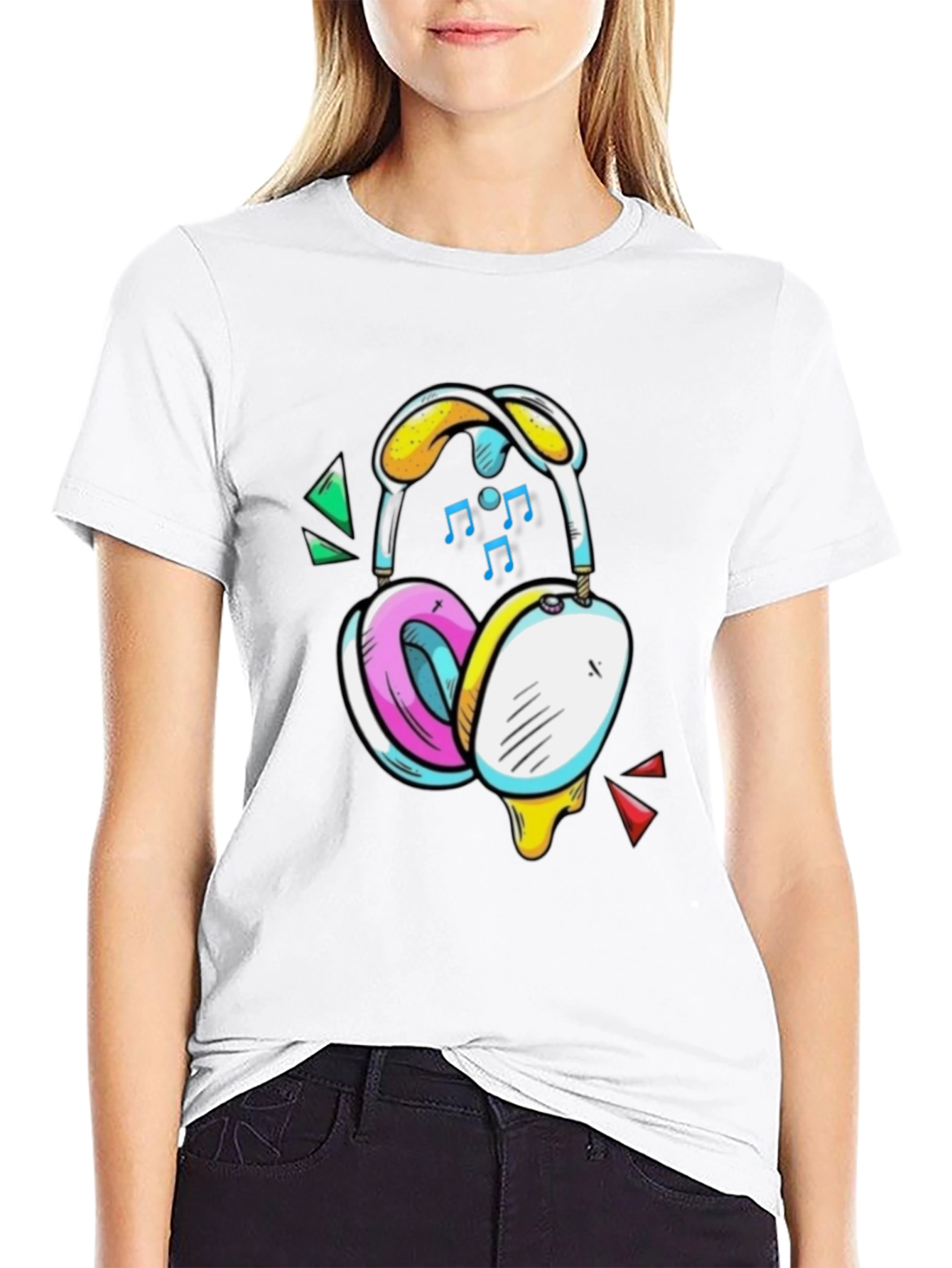 Funky Headphones Graphic Tee - Black Cotton T-Shirt