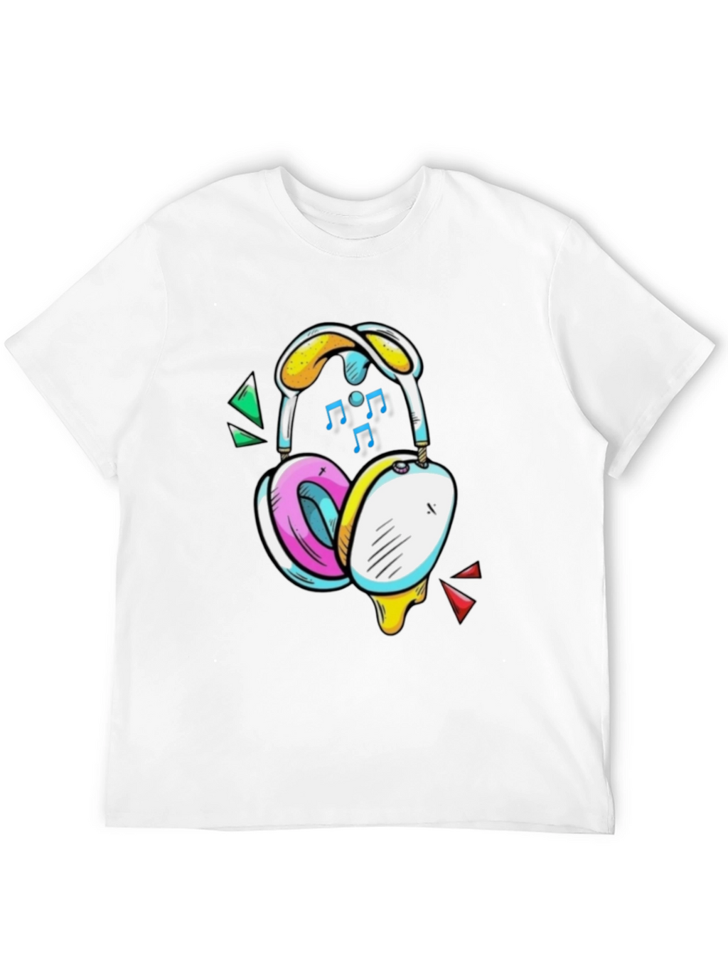 Funky Headphones Graphic Tee - Black Cotton T-Shirt