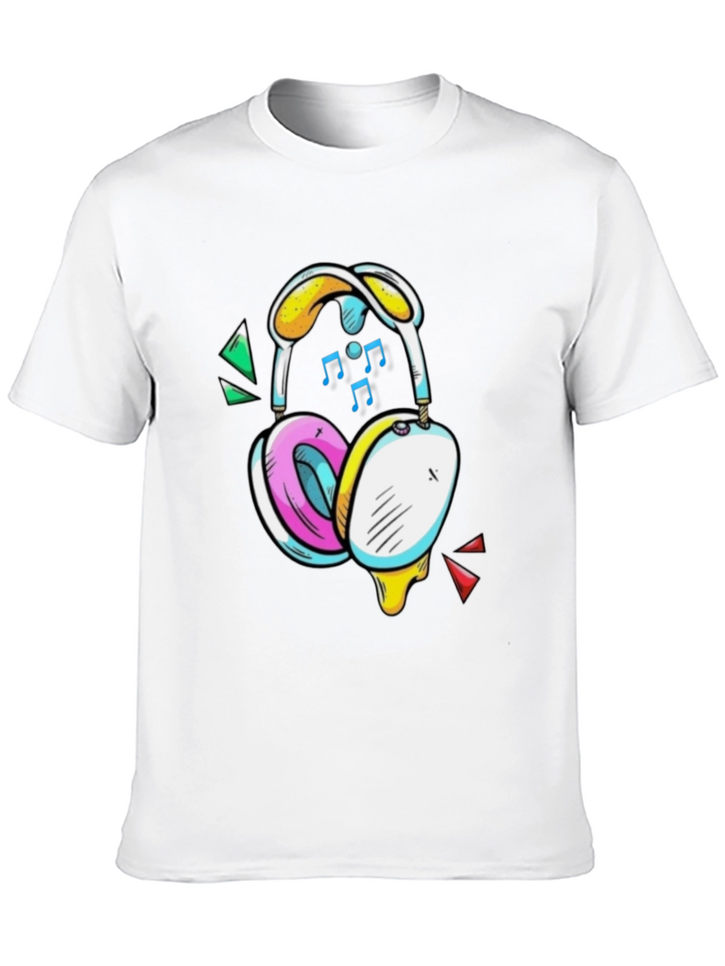 Funky Headphones Graphic Tee - Black Cotton T-Shirt