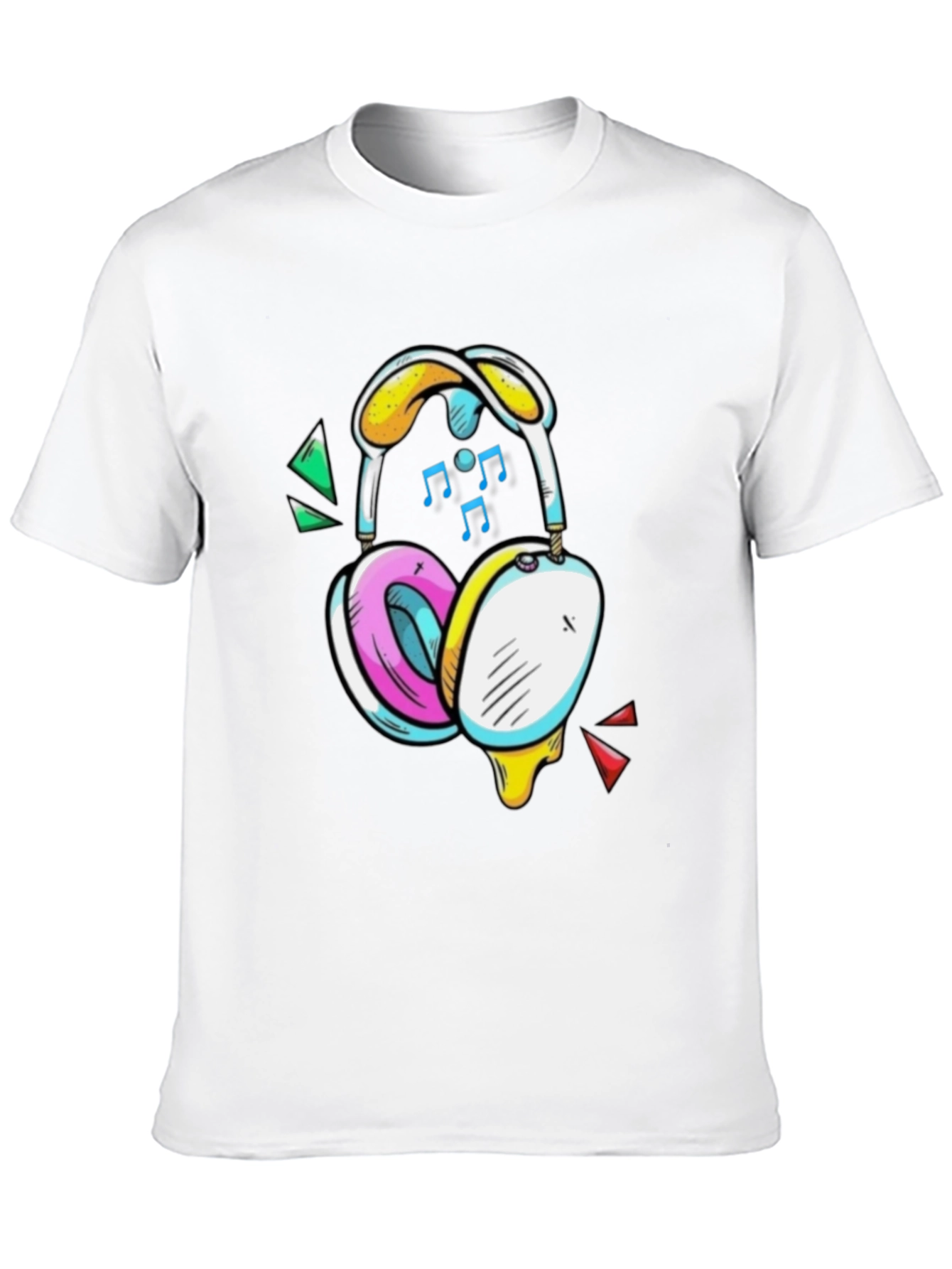 Funky Headphones Graphic Tee - Black Cotton T-Shirt