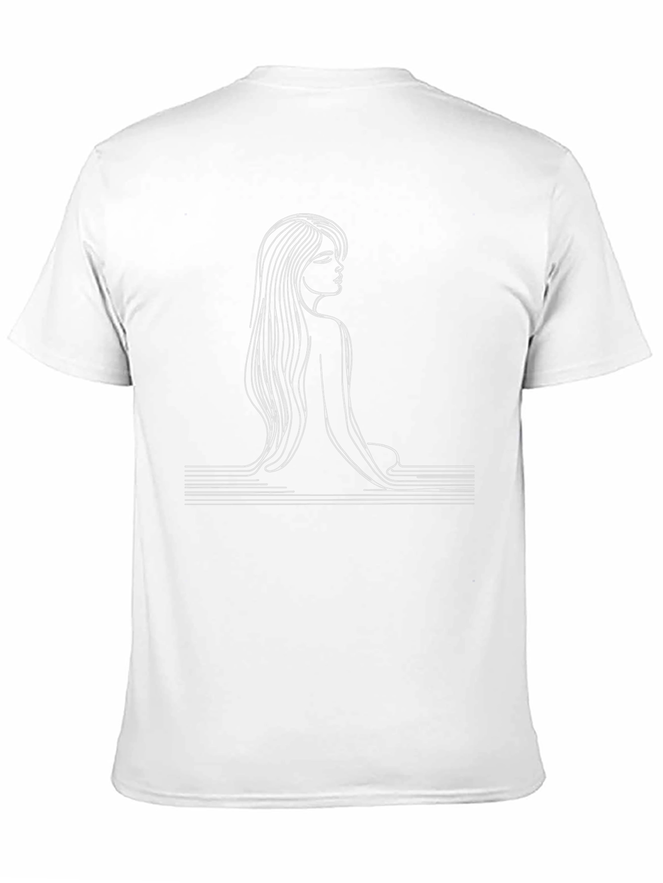 Minimalist Line Art Woman Graphic Tee - Black