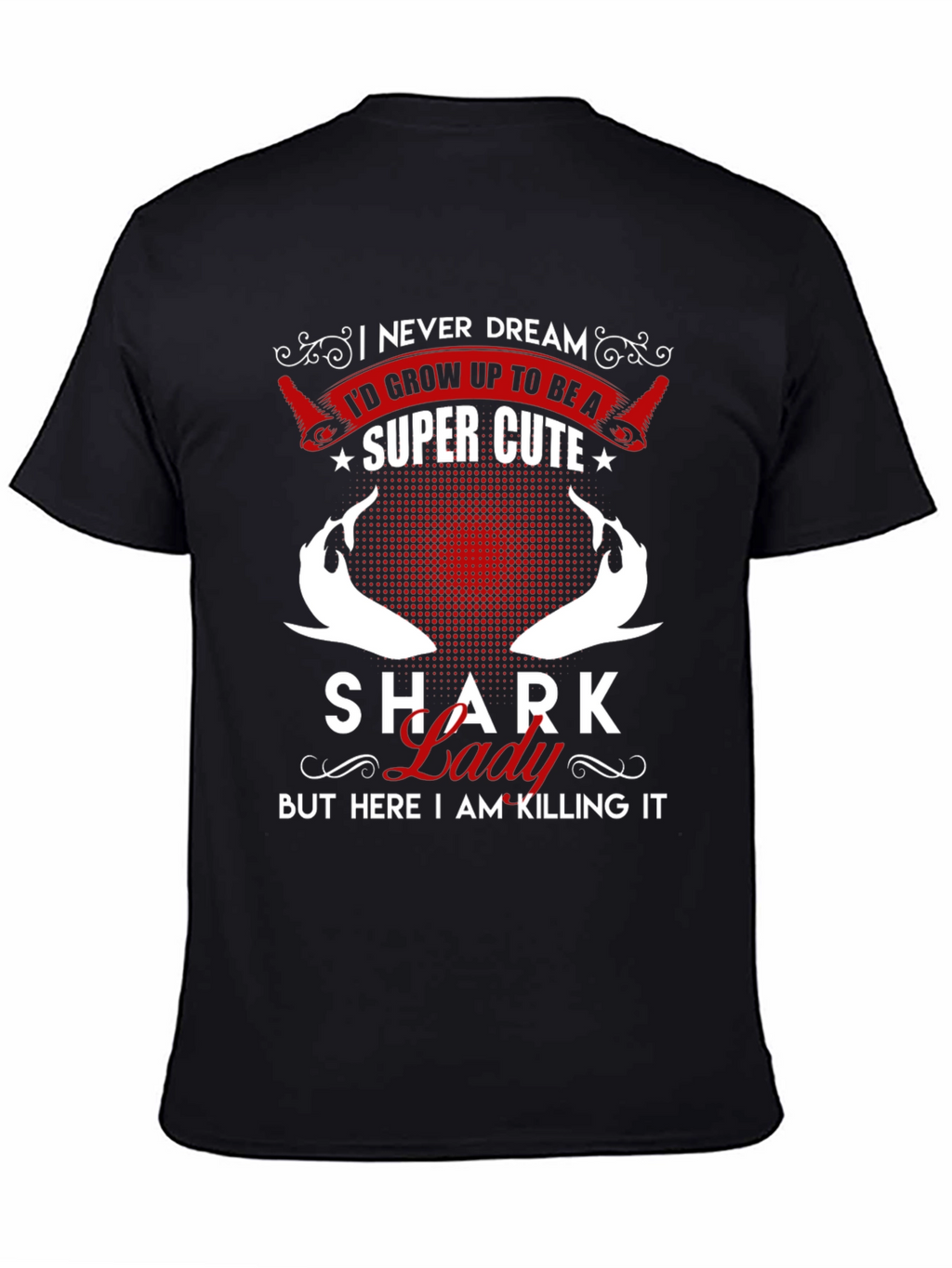 Shark Lady Super Cute Black T-Shirt