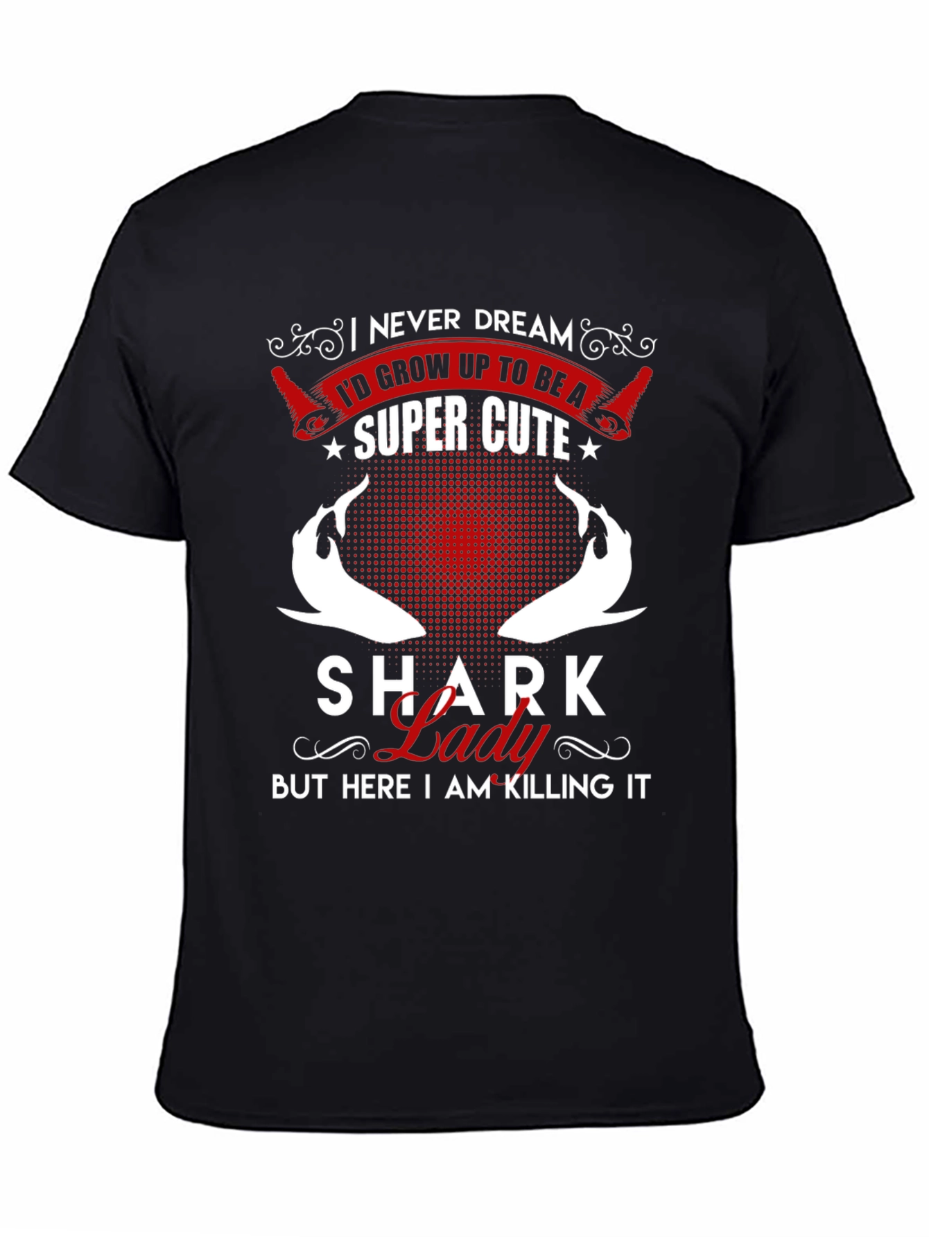 Shark Lady Super Cute Black T-Shirt