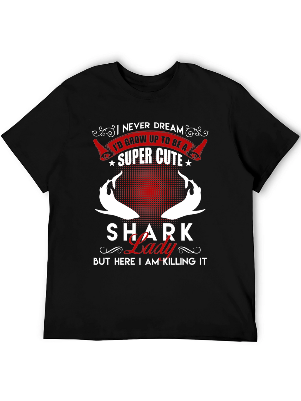 Shark Lady Super Cute Black T-Shirt