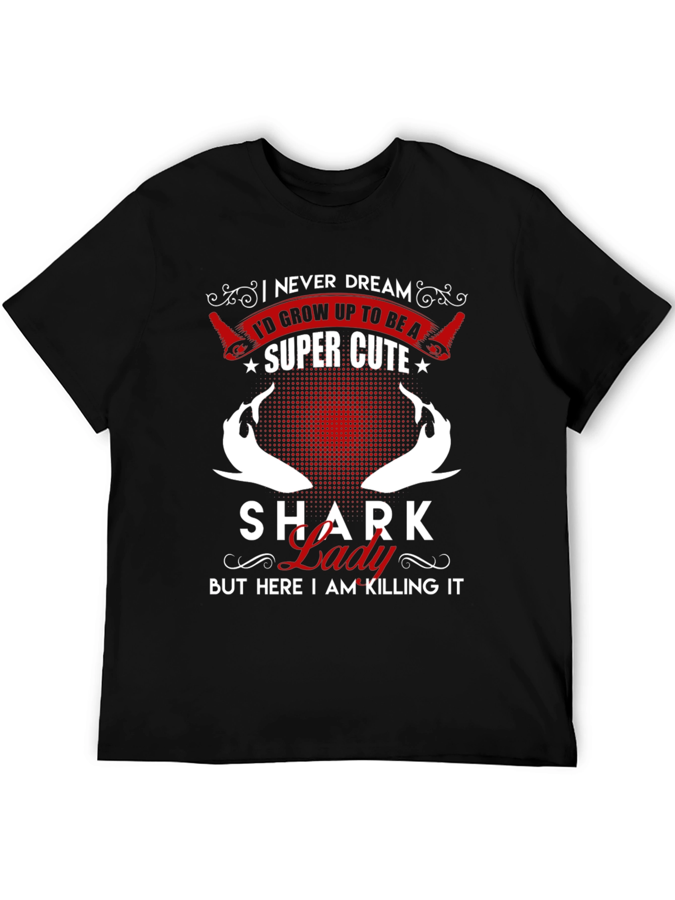 Shark Lady Super Cute Black T-Shirt