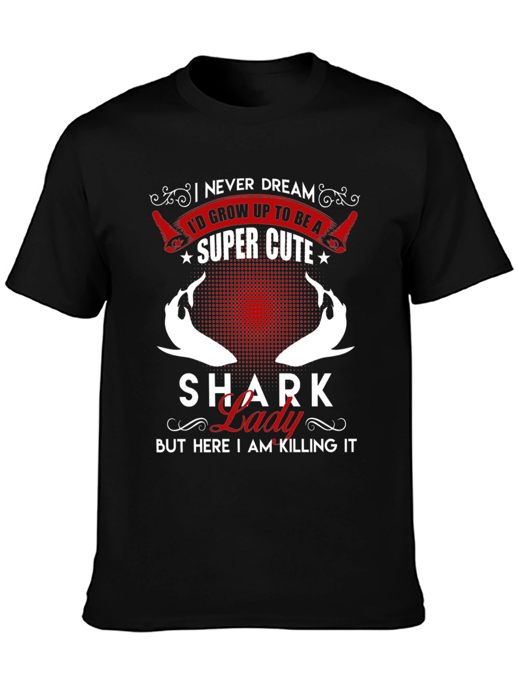 Shark Lady Super Cute Black T-Shirt